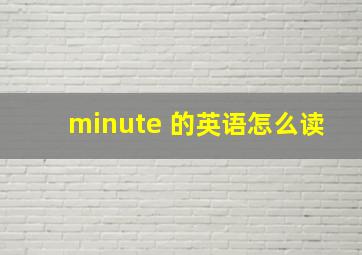 minute 的英语怎么读